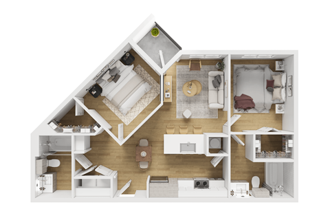 Floor plan for 2 beds, 2 baths, 841 sqft